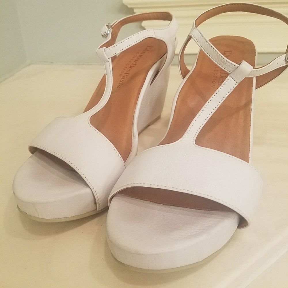 White Leather Flatform Sandals